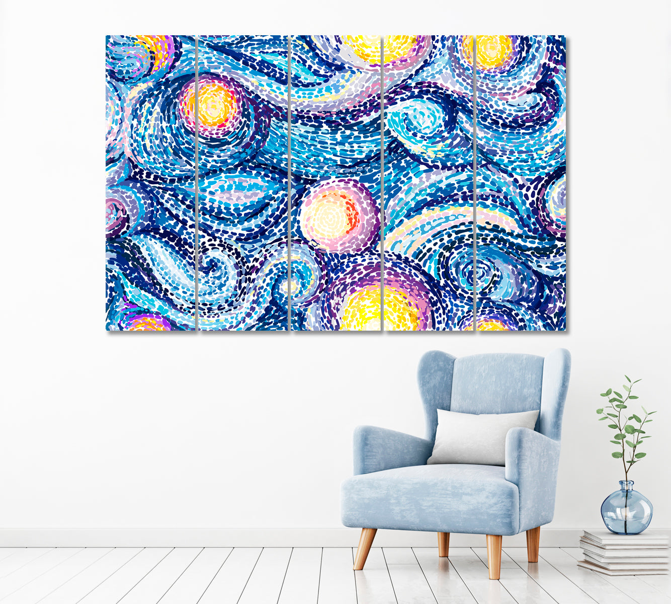 Starry Night Canvas Print ArtLexy 5 Panels 36"x24" inches 