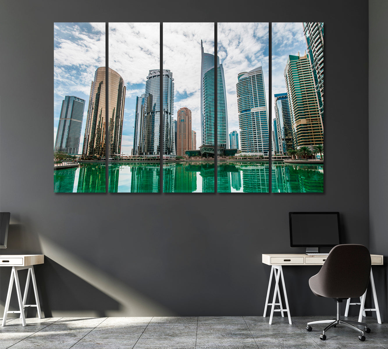 Dubai Jumeirah Lake Towers Canvas Print ArtLexy 5 Panels 36"x24" inches 