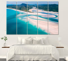 Whitehaven Beach Whitsundays Islands Canvas Print ArtLexy 5 Panels 36"x24" inches 