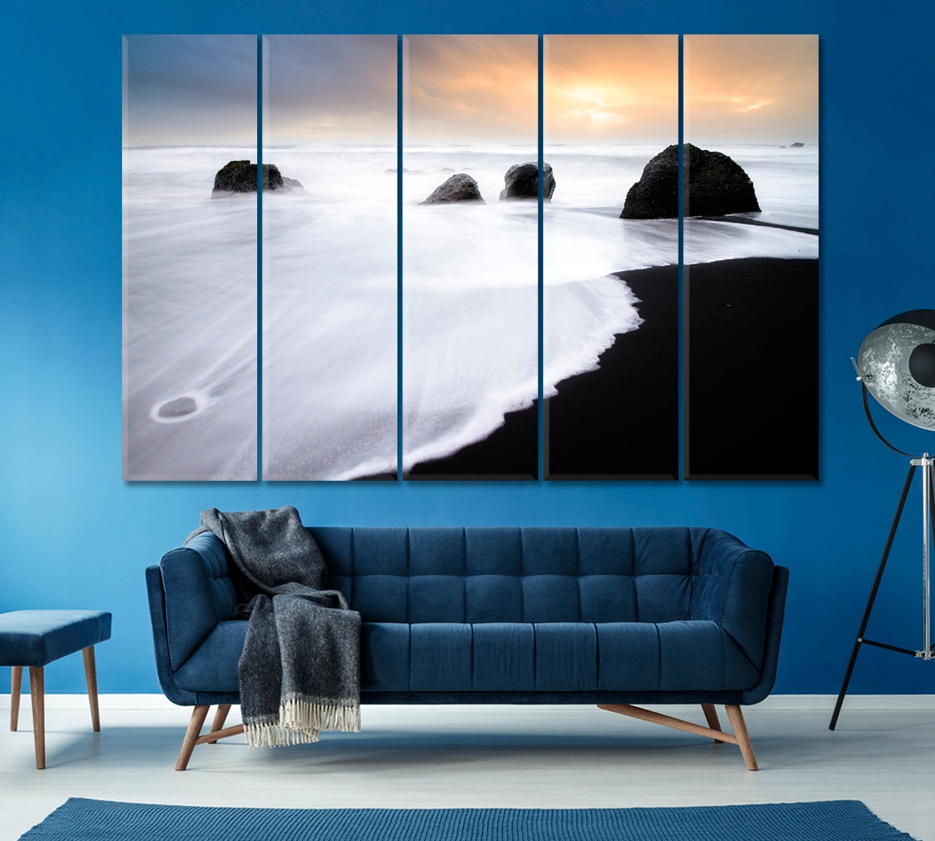Black Sand Beach Iceland Canvas Print ArtLexy 5 Panels 36"x24" inches 