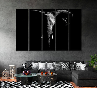 African Elephant Silhouette Canvas Print ArtLexy 5 Panels 36"x24" inches 