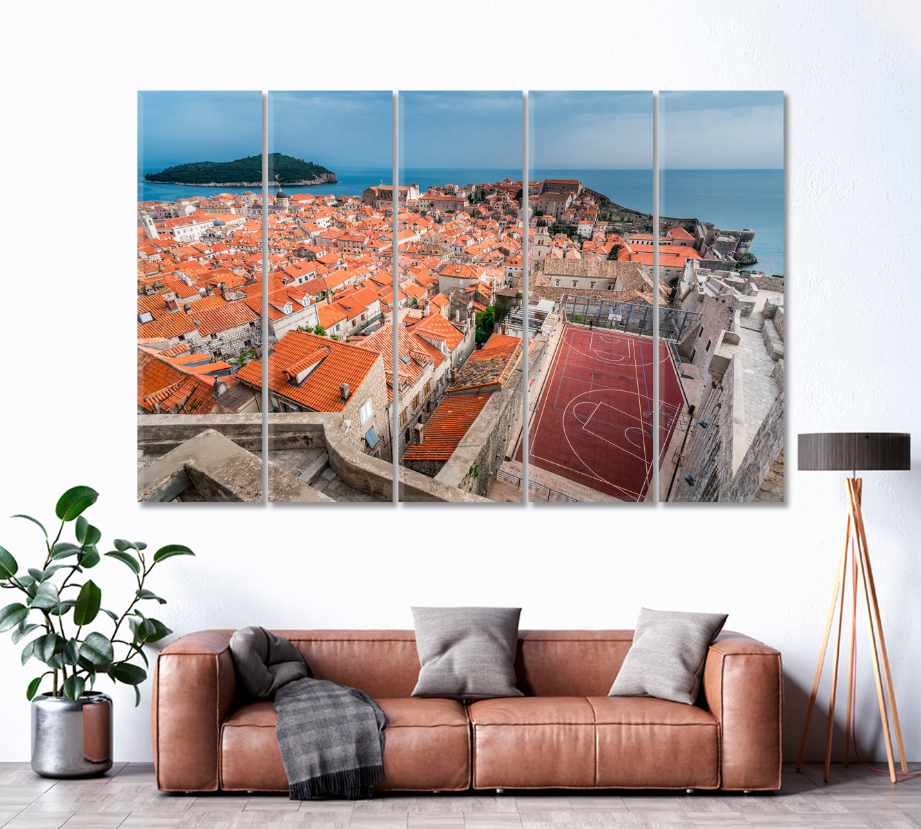 Basketball Court in Dubrovnik Croatia Canvas Print ArtLexy 5 Panels 36"x24" inches 