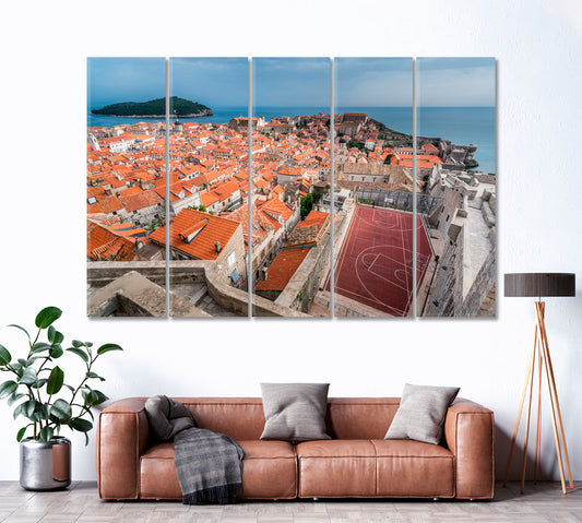 Basketball Court in Dubrovnik Croatia Canvas Print ArtLexy 5 Panels 36"x24" inches 