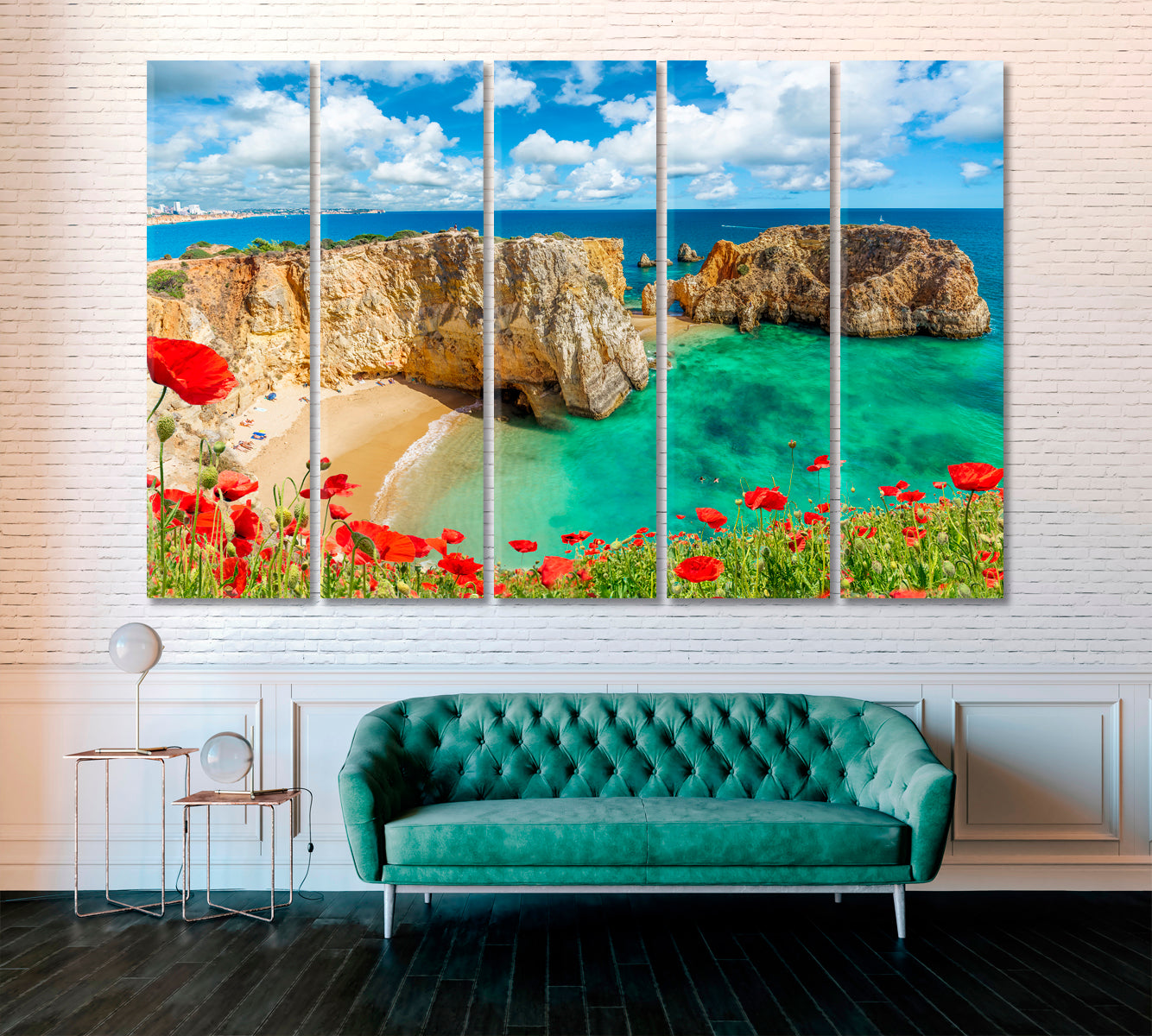 Amazing Landscape of Algarve Beach Portugal Canvas Print ArtLexy 5 Panels 36"x24" inches 