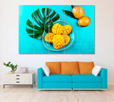 Tropical Leaves and Mango Canvas Print ArtLexy 5 Panels 36"x24" inches 