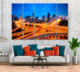 Road Junction in Shanghai China Canvas Print ArtLexy 5 Panels 36"x24" inches 