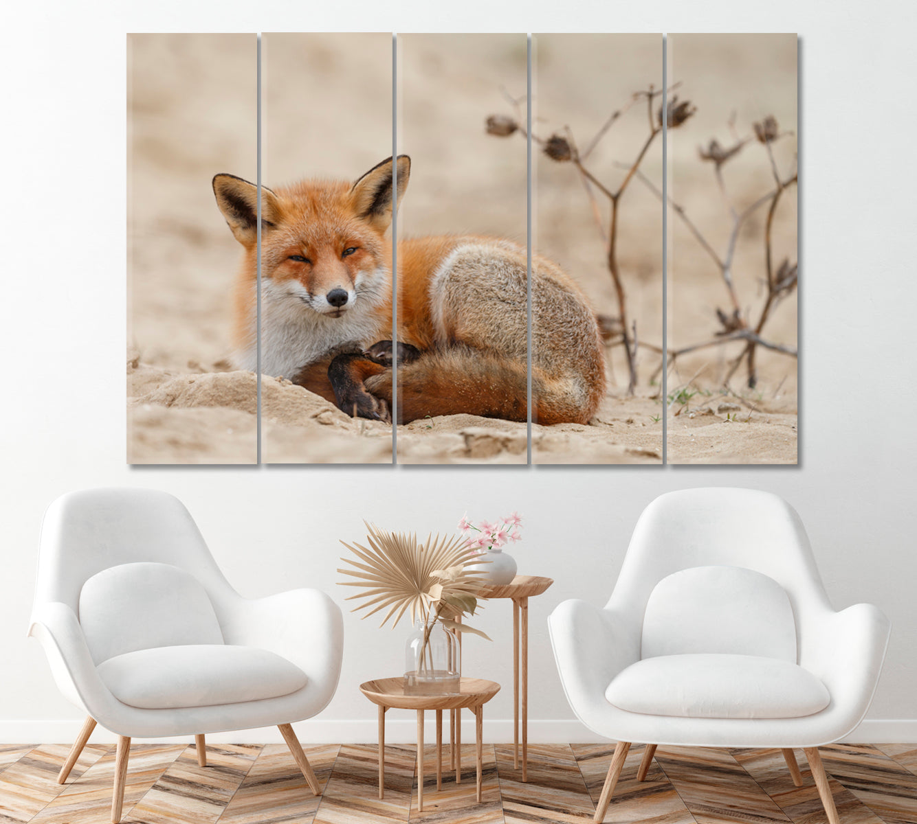 Wild Red Fox Canvas Print ArtLexy 5 Panels 36"x24" inches 