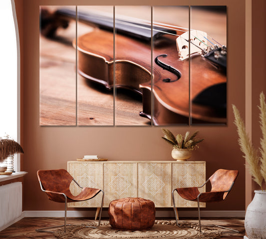 Violin Strings Canvas Print ArtLexy 5 Panels 36"x24" inches 