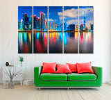 Dubai City Lights at Dusk Canvas Print ArtLexy 5 Panels 36"x24" inches 