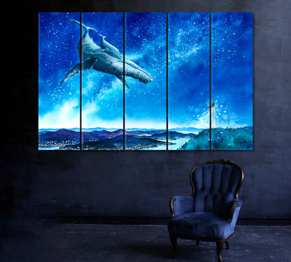 Conversation with Whale Canvas Print ArtLexy 5 Panels 36"x24" inches 