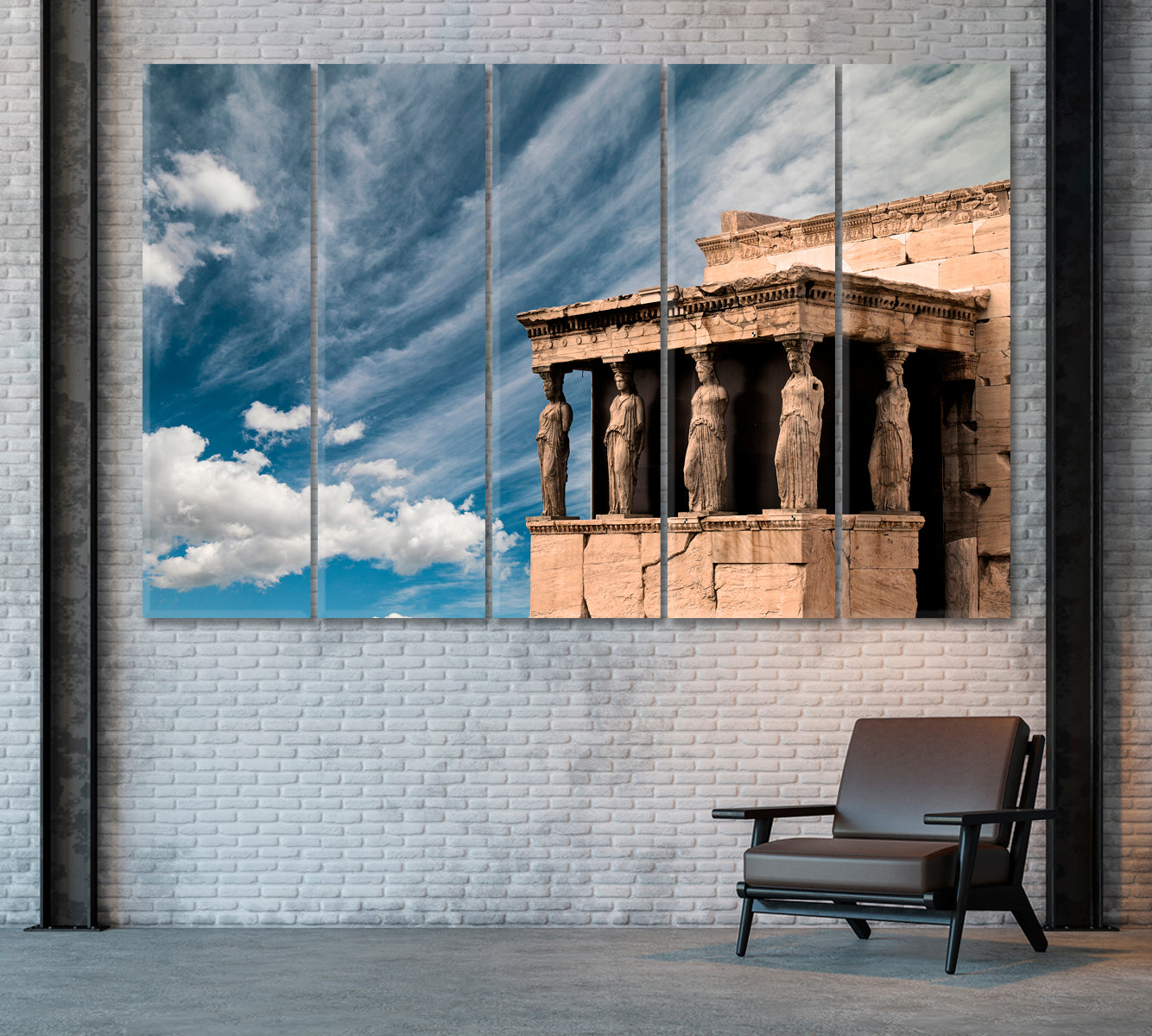 Caryatids of Erechtheion Acropolis Greece Canvas Print ArtLexy 5 Panels 36"x24" inches 
