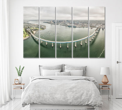 San Diego Coronado Bridge Canvas Print ArtLexy 5 Panels 36"x24" inches 