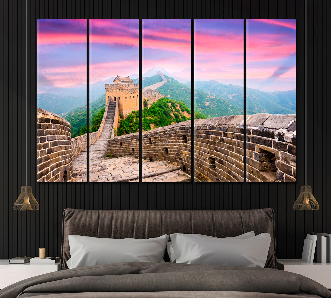Great Wall of China Jinshanling Canvas Print ArtLexy 5 Panels 36"x24" inches 