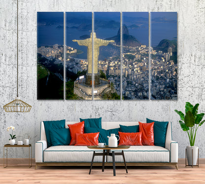 Christ Redeemer Rio de Janeiro Brazil Canvas Print ArtLexy 5 Panels 36"x24" inches 
