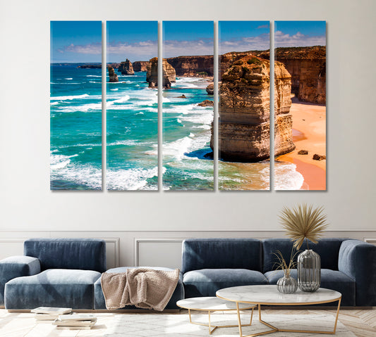 Twelve Apostles Great Ocean Road Australia Canvas Print ArtLexy 5 Panels 36"x24" inches 