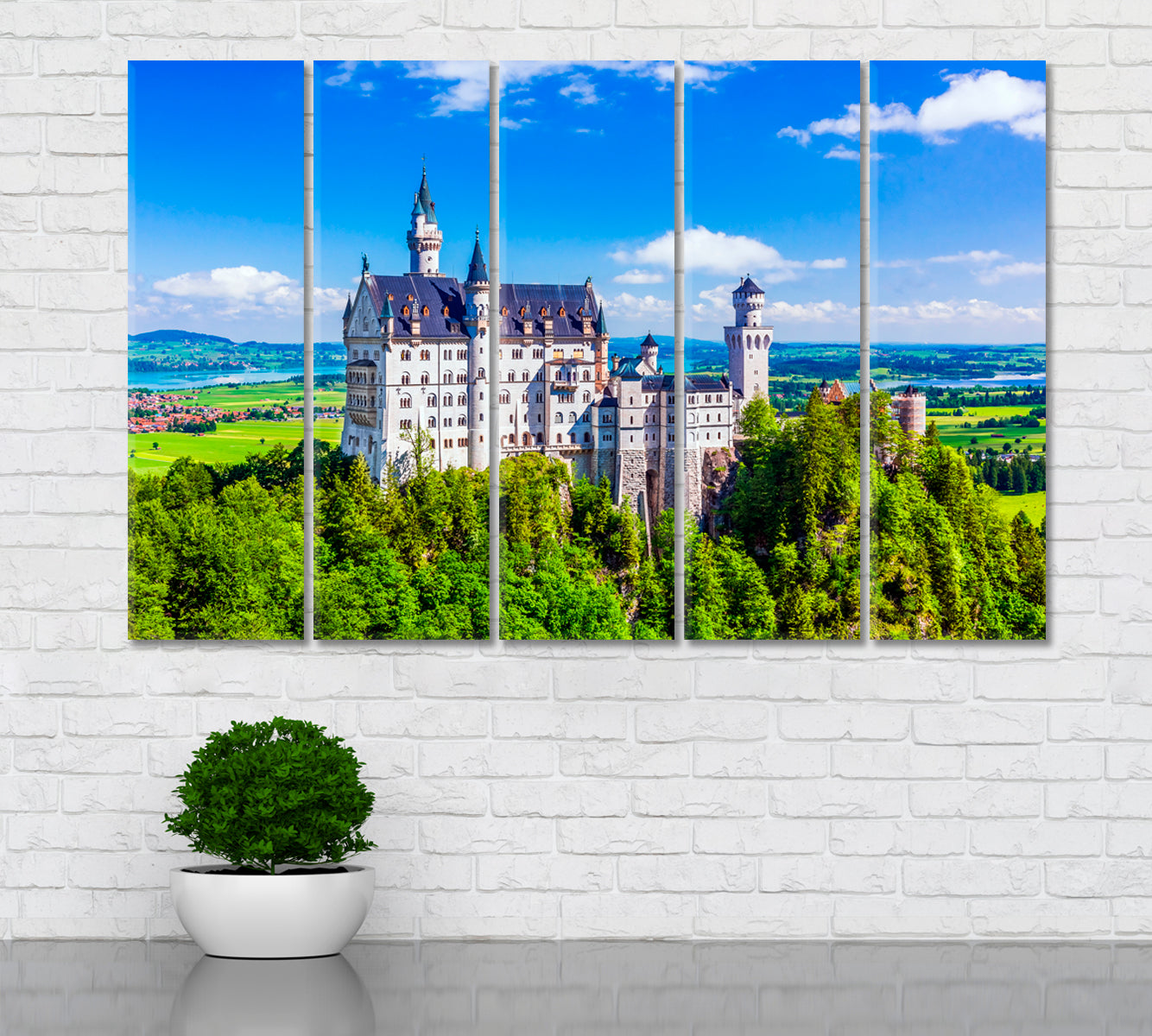 Neuschwanstein Castle Germany Canvas Print ArtLexy 5 Panels 36"x24" inches 