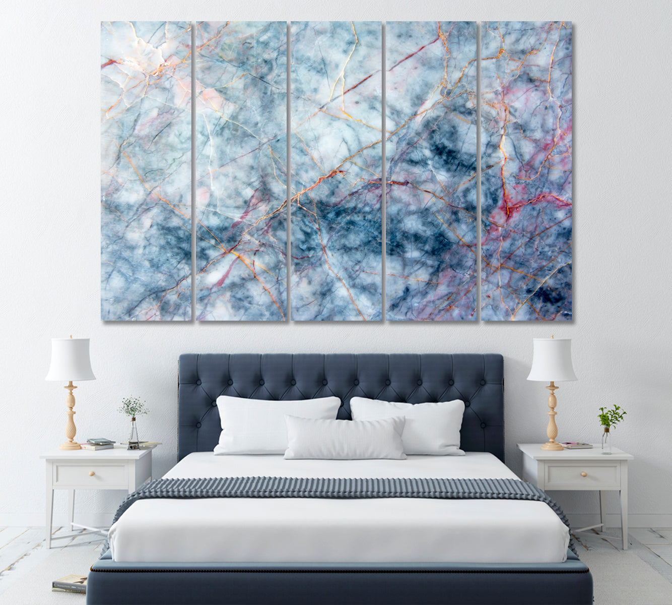 Blue Marble Canvas Print ArtLexy 5 Panels 36"x24" inches 