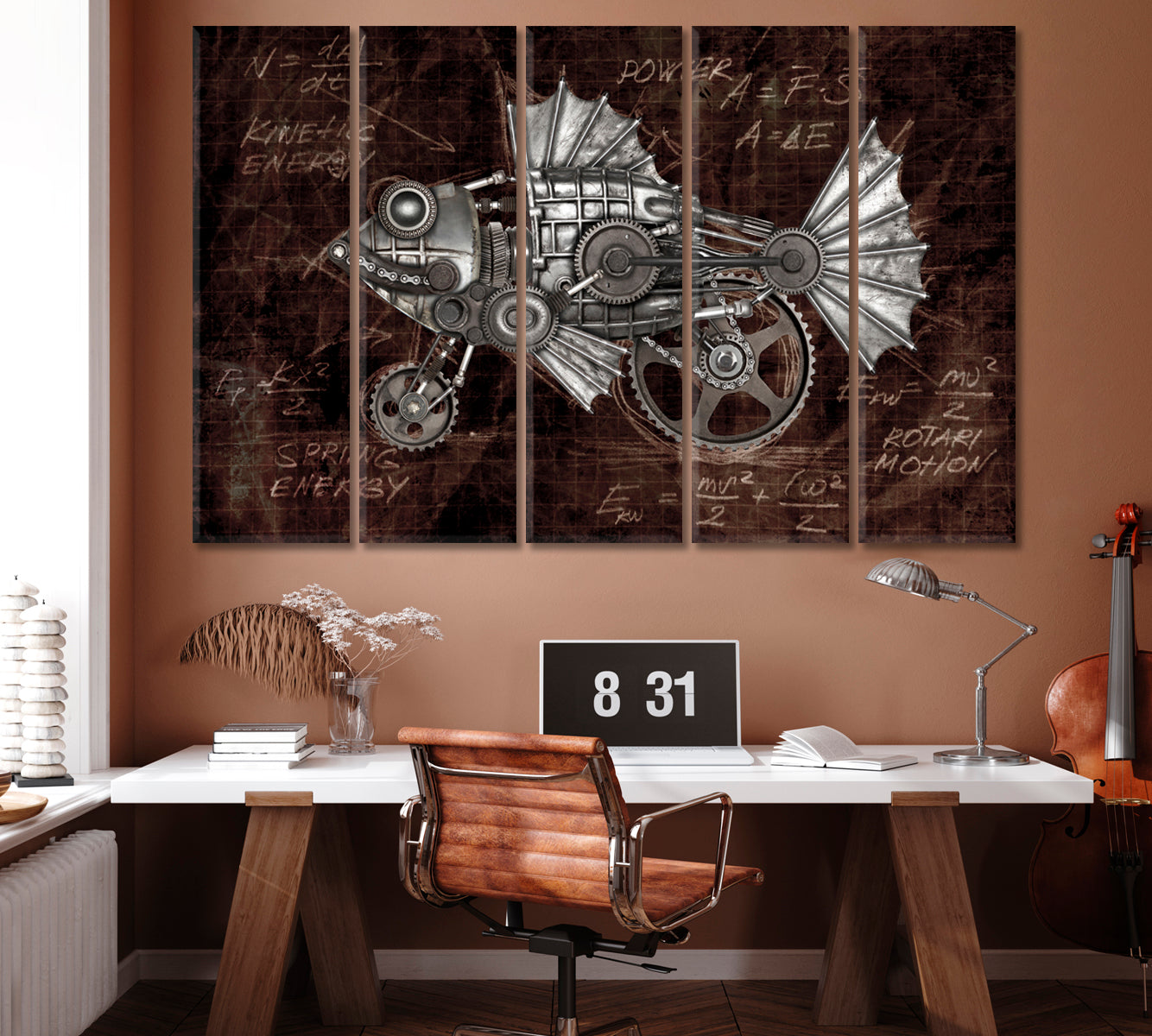 Steampunk Fish Canvas Print ArtLexy 5 Panels 36"x24" inches 