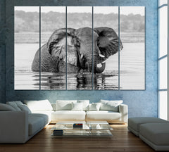 African Bush Elephant Canvas Print ArtLexy 5 Panels 36"x24" inches 