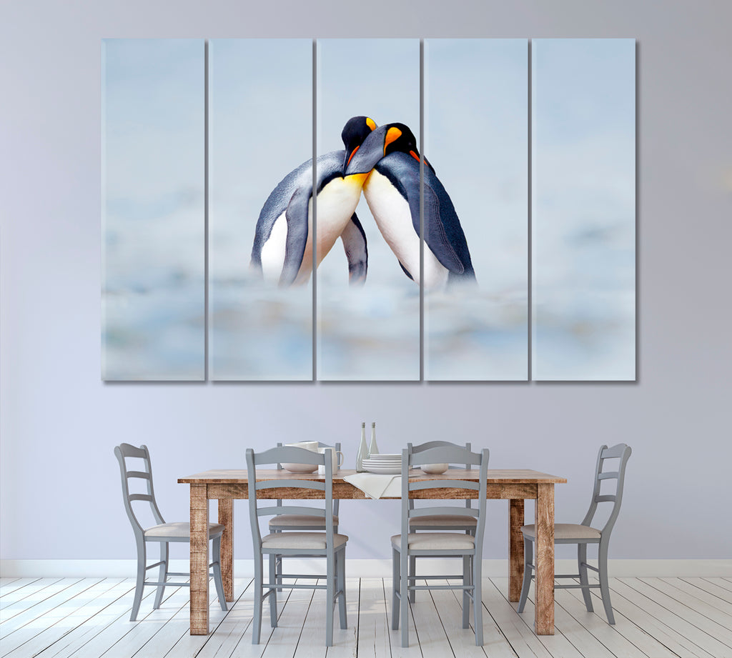 Cuddling King Penguins Canvas Print ArtLexy 5 Panels 36"x24" inches 