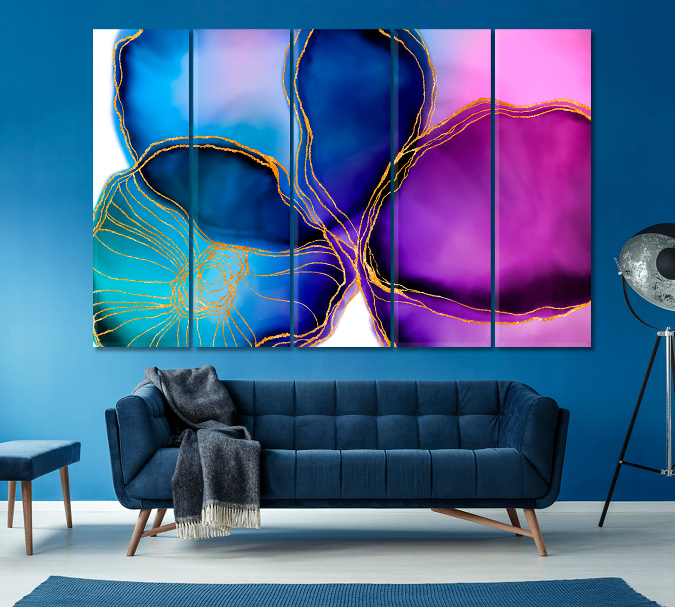 Elegant Abstract Flower Canvas Print ArtLexy 5 Panels 36"x24" inches 