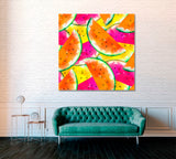 Watercolor Colorful Watermelon Slices Canvas Print ArtLexy   