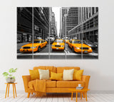 Yellow Cabs on 7th Avenue New York Canvas Print ArtLexy 5 Panels 36"x24" inches 