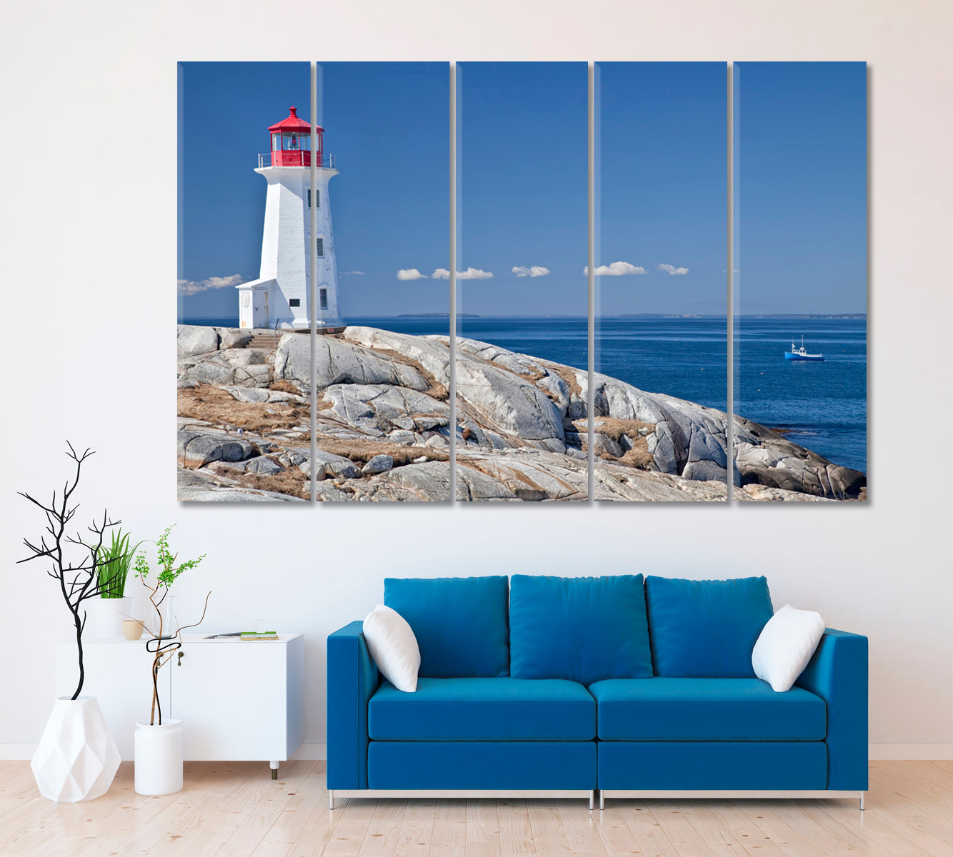 Peggy's Cove Lighthouse Canada Canvas Print ArtLexy 5 Panels 36"x24" inches 