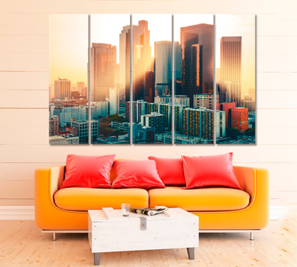 Los Angeles City Skyline Canvas Print ArtLexy 5 Panels 36"x24" inches 