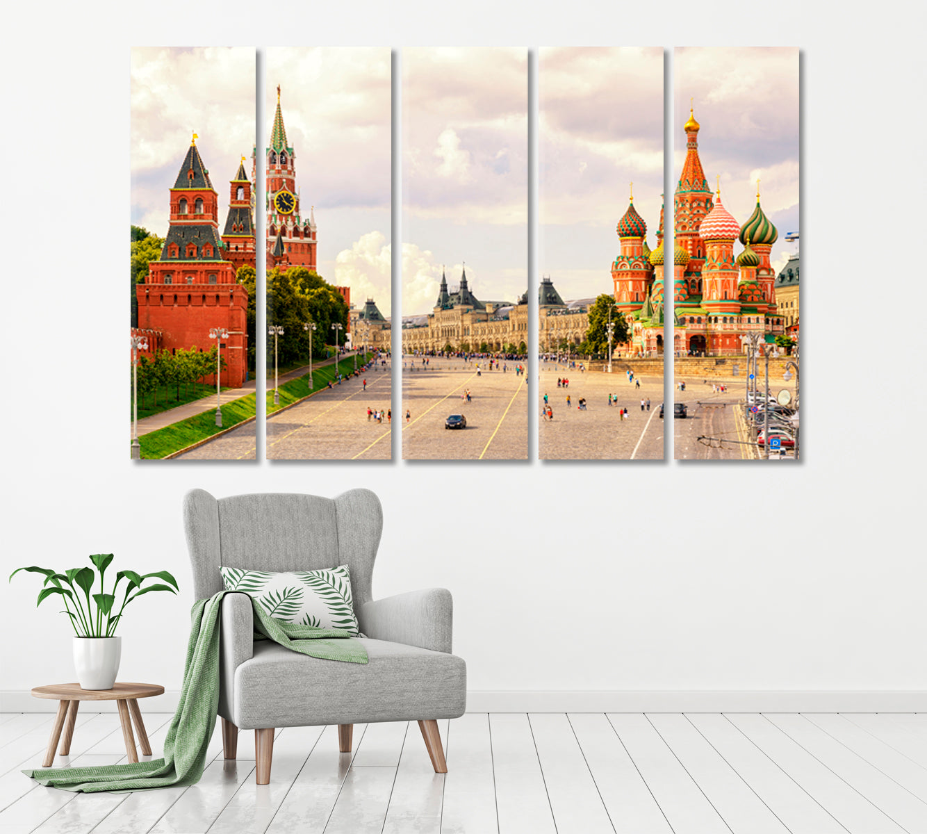 Kremlin and St Basil's Cathedral Moscow Canvas Print ArtLexy 5 Panels 36"x24" inches 