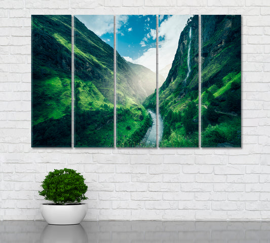 Beautiful Mountains Landscape Himalayas Canvas Print ArtLexy 5 Panels 36"x24" inches 