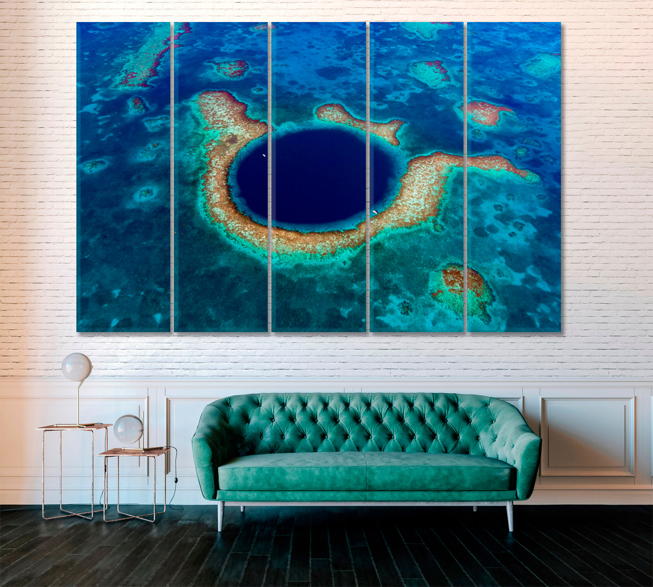 Great Blue Hole in Belize Canvas Print ArtLexy 5 Panels 36"x24" inches 