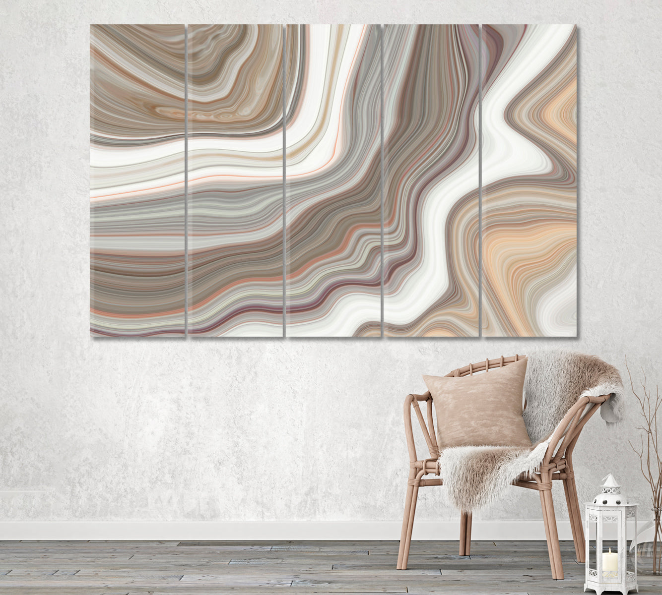 Beige Marble Pattern Canvas Print ArtLexy 5 Panels 36"x24" inches 