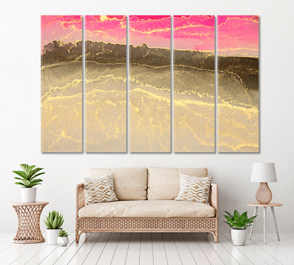 Abstract Vivid Wavy Marble Canvas Print ArtLexy 5 Panels 36"x24" inches 