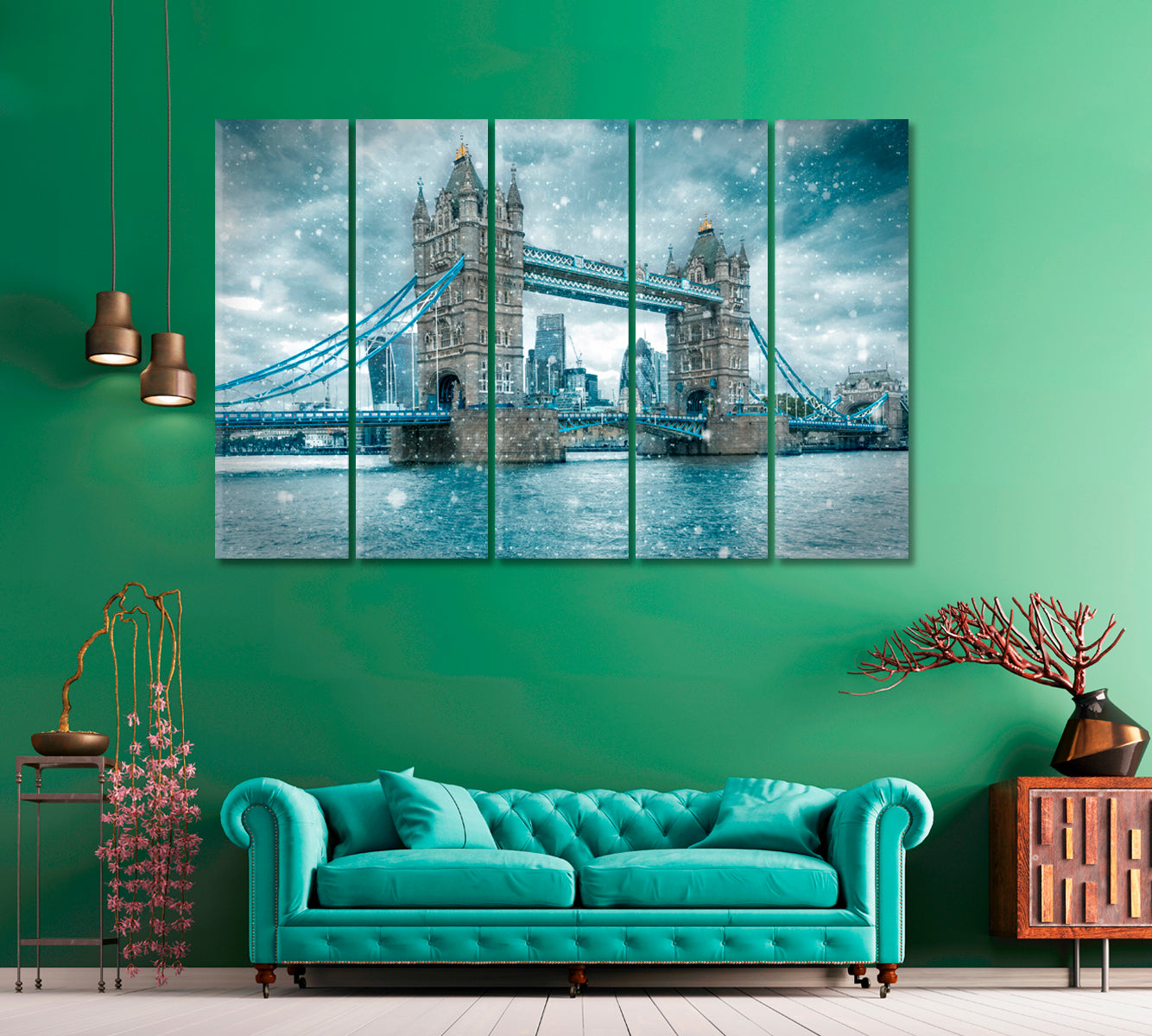London Tower Bridge in Winter Canvas Print ArtLexy 5 Panels 36"x24" inches 