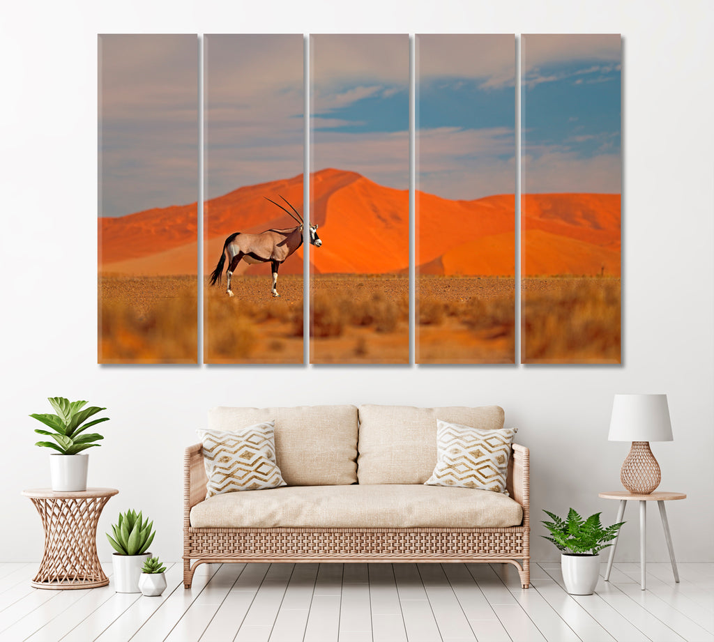 Oryx Antelope In Namib-Naukluft National Park Namibia Canvas Print ArtLexy 5 Panels 36"x24" inches 
