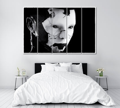 Cyborg Face Canvas Print ArtLexy 5 Panels 36"x24" inches 