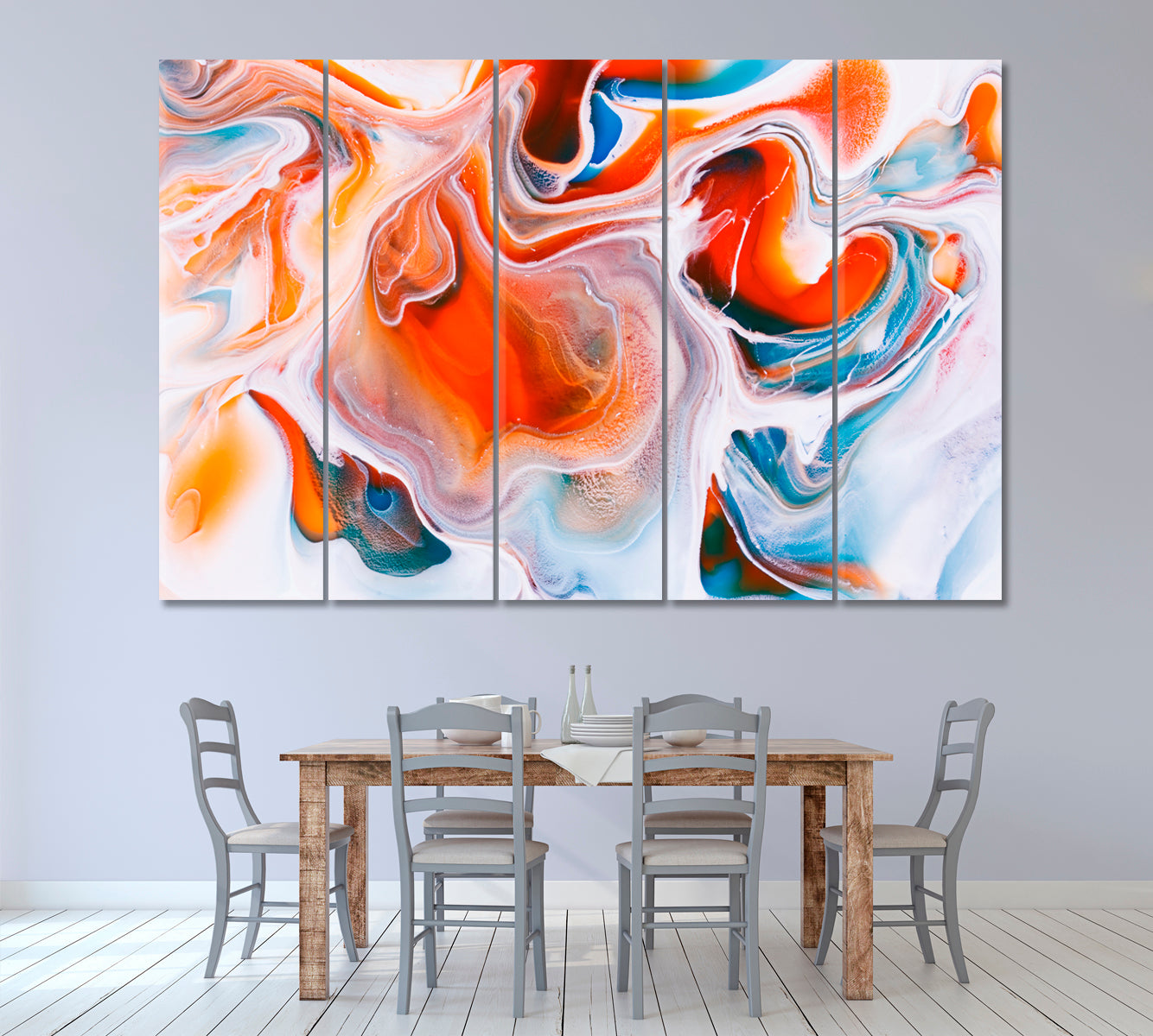 Bright Abstract Mix Paints Canvas Print ArtLexy 5 Panels 36"x24" inches 