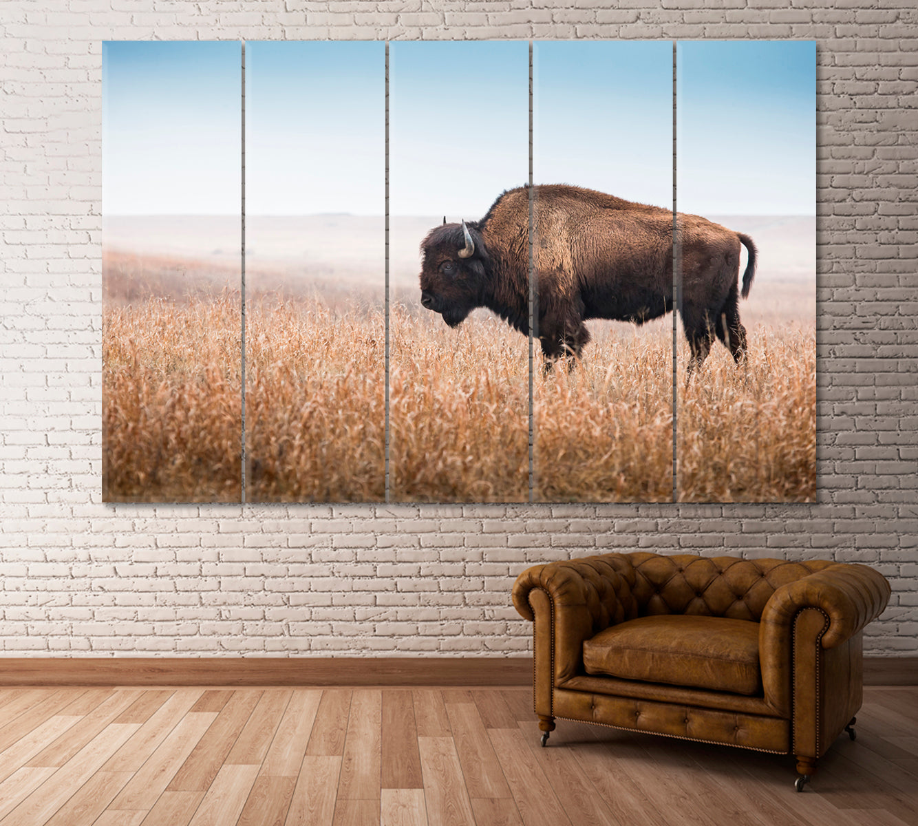 American Bison Canvas Print ArtLexy 5 Panels 36"x24" inches 