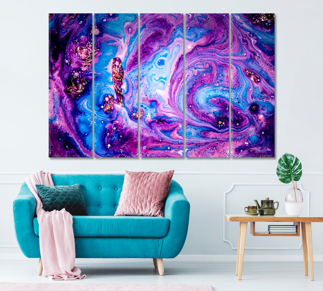 luxury Purple Marble Pattern Canvas Print ArtLexy 5 Panels 36"x24" inches 
