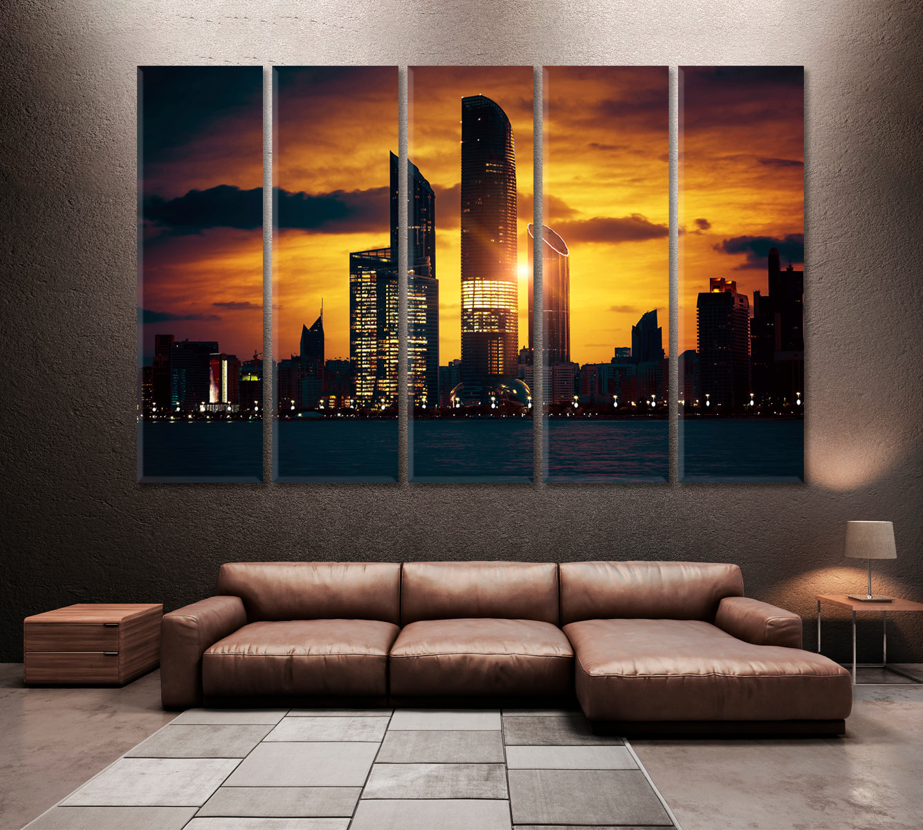 Abu Dhabi Skyline Canvas Print ArtLexy 5 Panels 36"x24" inches 