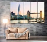 Shard and Tower Bridge London Canvas Print ArtLexy 5 Panels 36"x24" inches 