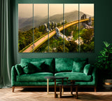 Golden Bridge with Two Giant Hands Vietnam Canvas Print ArtLexy 5 Panels 36"x24" inches 