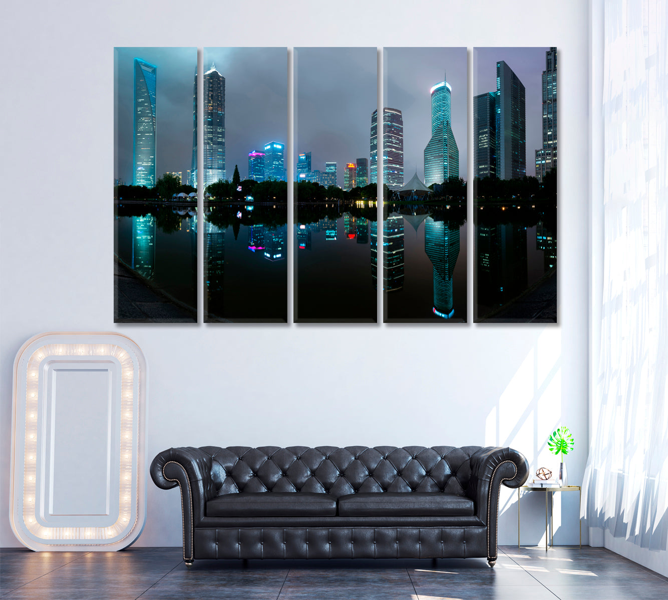 Shanghai China Skyscrapers Canvas Print ArtLexy 5 Panels 36"x24" inches 