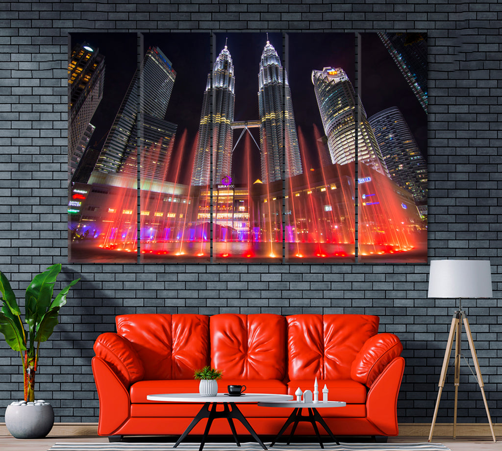 Petronas Towers Kuala Lumpur Malaysia Canvas Print ArtLexy 5 Panels 36"x24" inches 
