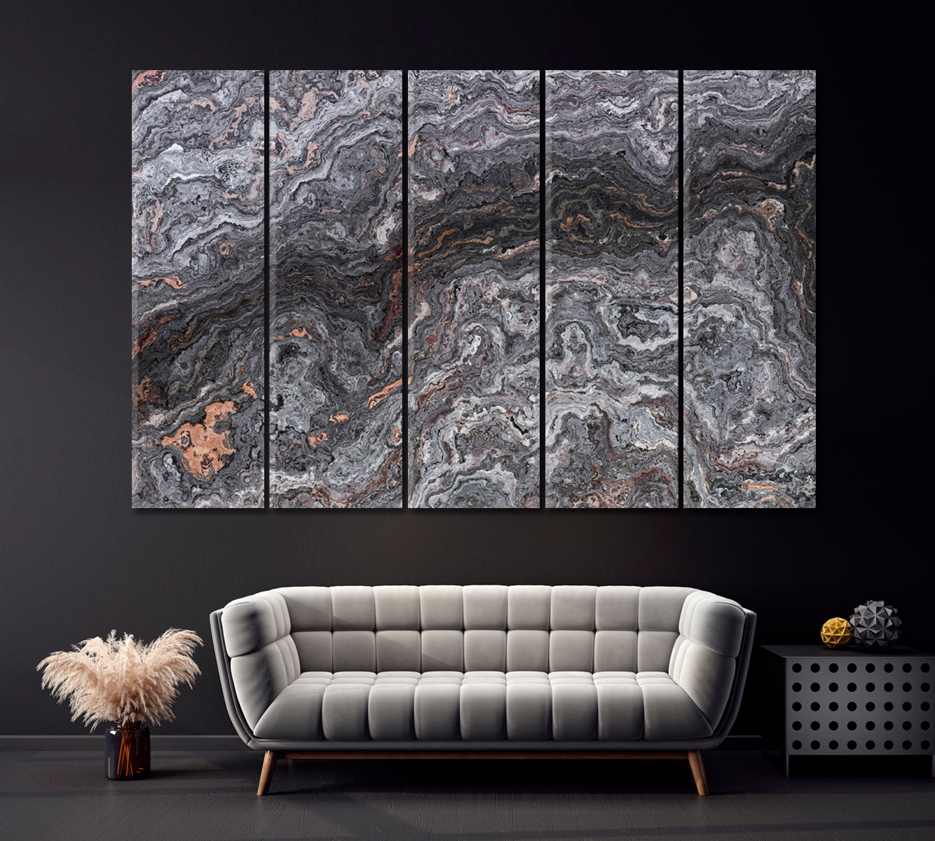 Abstract Petrified Wood Pattern Canvas Print ArtLexy 5 Panels 36"x24" inches 