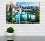 Evening at Moraine Lake Banff National Park Alberta Canvas Print ArtLexy 5 Panels 36"x24" inches 