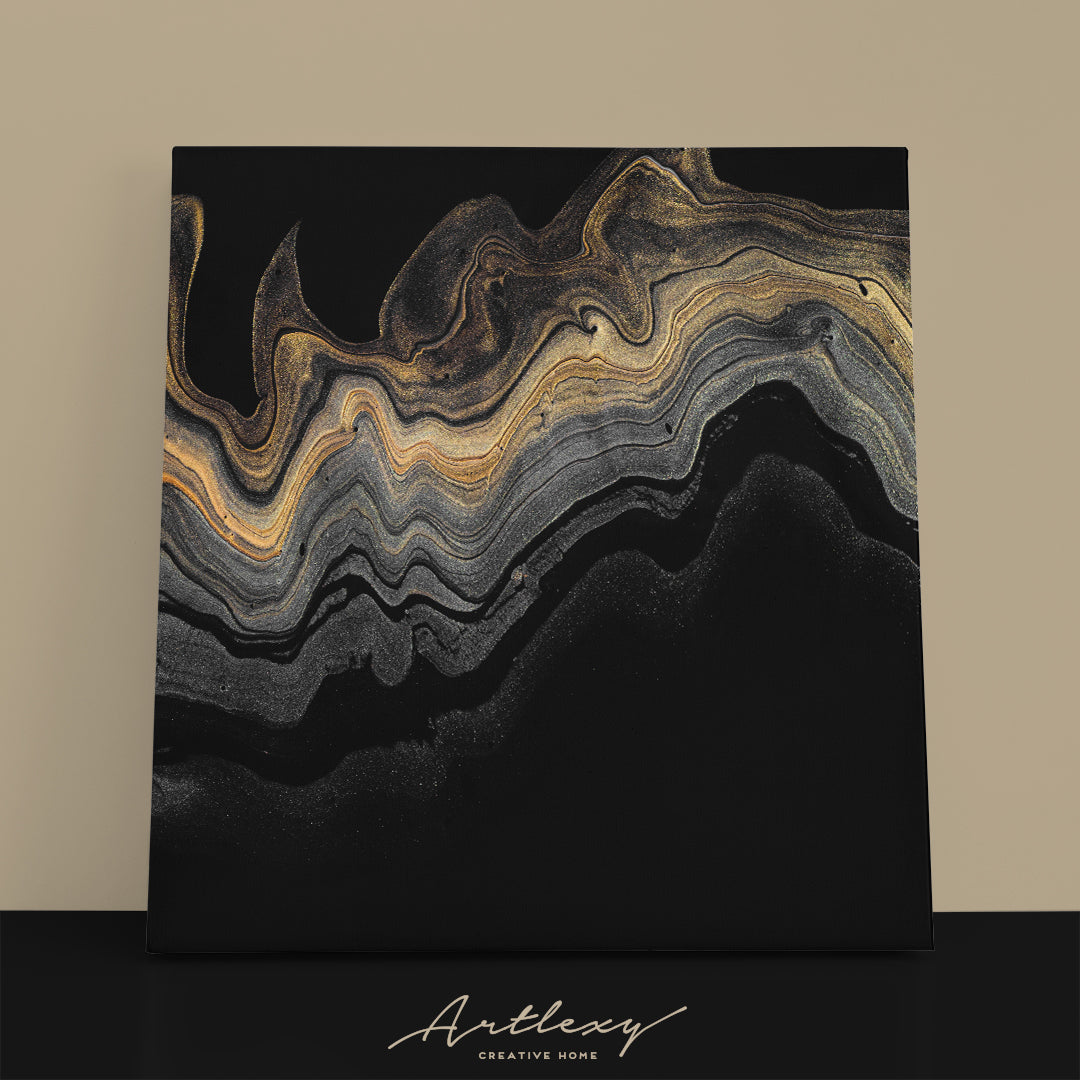 Abstract Golden Marble Waves Canvas Print ArtLexy 1 Panel 12"x12" inches 