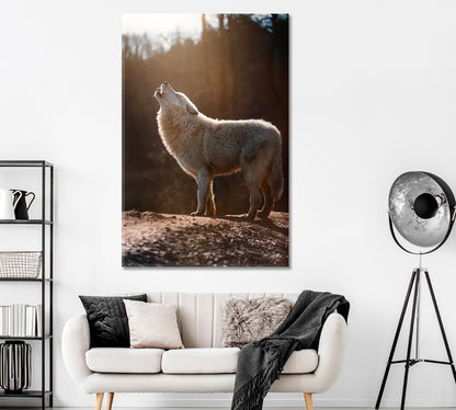 Arctic Wolf  in Forest Canvas Print ArtLexy   