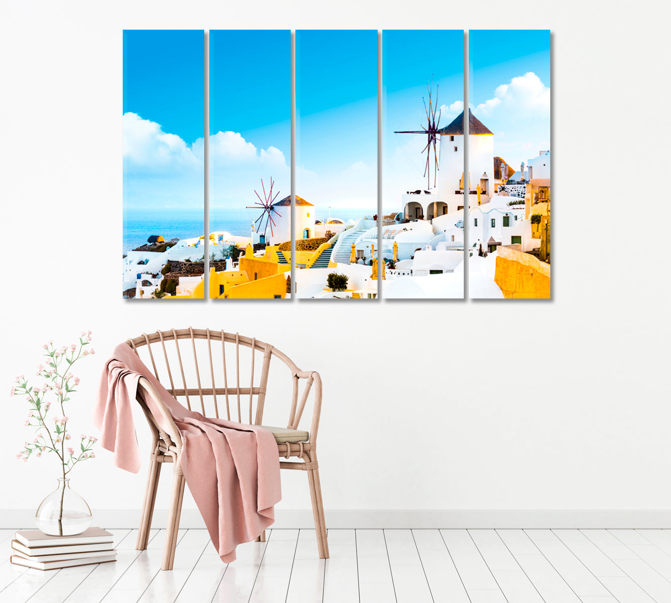 Oia Village Santorini Island Greece Canvas Print ArtLexy 5 Panels 36"x24" inches 